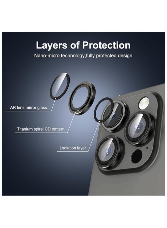 wexon Camera Lens Protector for  iPhone 15 Pro Max, 9H Hardness Tempered Glass Single Ring Cover, HD Clear, No Impact on Photography Quality, 3 Pack - Black  - Image 4