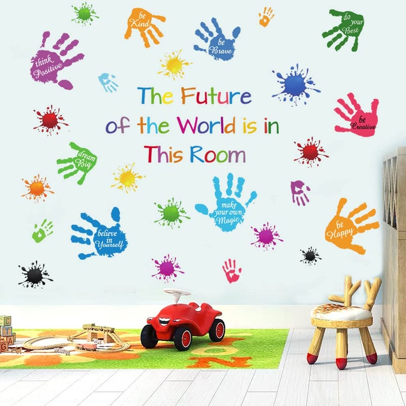 Casa Decor Colorful Inspirational Quotes Wall Stickers Vinyl Paint Splatter Handprint Wall Decals Motivational Lettering Positive Saying Wall Art Sticker For Kids Bedroom Playroom Classroom Nursery Room Decor. - Image 5