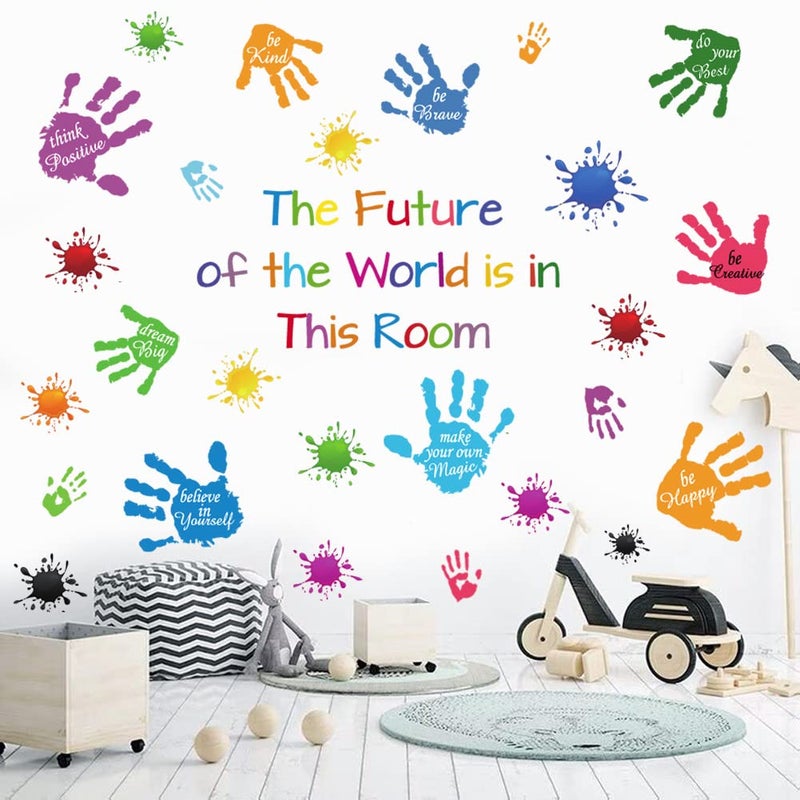 Casa Decor Colorful Inspirational Quotes Wall Stickers Vinyl Paint Splatter Handprint Wall Decals Motivational Lettering Positive Saying Wall Art Sticker For Kids Bedroom Playroom Classroom Nursery Room Decor. - Image 4