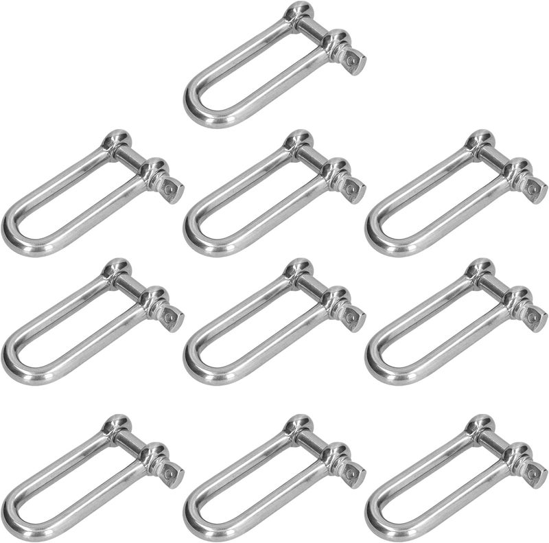 Long D Shackle, 304 Stainless Steel Screw Pin Anchor Shackle, Long D Shackle Set, Straight Anchor Screw Pin Chain Wire Rope Connector for Chains Wirerope - Image 1