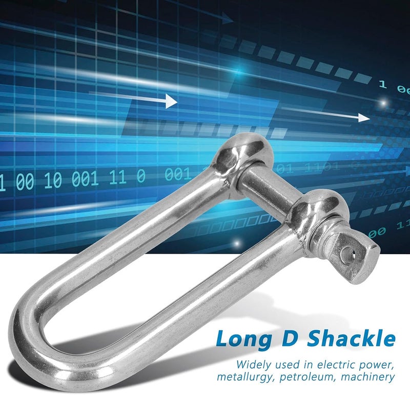 Long D Shackle, 304 Stainless Steel Screw Pin Anchor Shackle, Long D Shackle Set, Straight Anchor Screw Pin Chain Wire Rope Connector for Chains Wirerope - Image 3