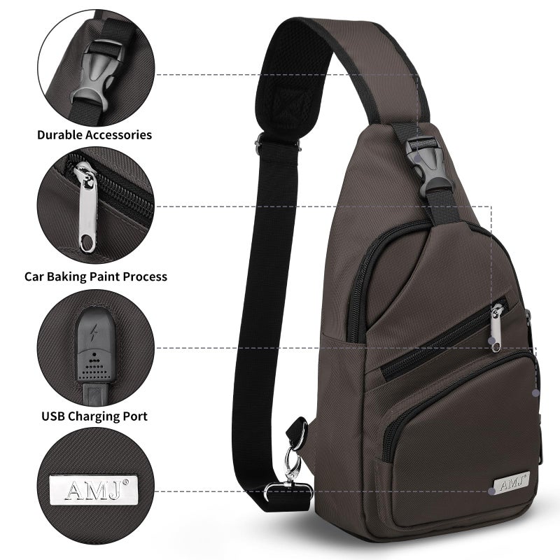 AMJ Crossbody Sling Bag Men Women, Casual Shoulder Backpack, Chest Daypack Satchel for Hiking Travel - Image 3