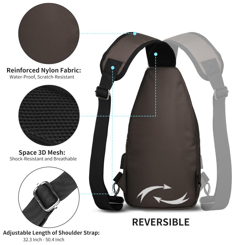 AMJ Crossbody Sling Bag Men Women, Casual Shoulder Backpack, Chest Daypack Satchel for Hiking Travel - Image 4