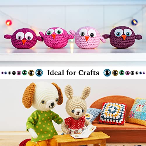 KIGEAPUEL 160pcs Large Safety Eyes for Amigurumi Glitter Eye for Stuffed Animals for DIY Dolls Puppets Bear Crafts Animals Amigurumi Making Supplies(Colorful A) - Image 5