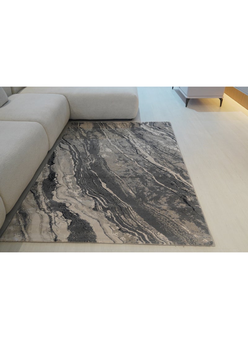 Beauty 9224C Turkish Carpet 220x150 cm – Grey Marble Design Living Room Rug – Made in Turkey - Image 1