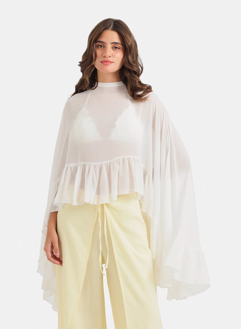 Carina Ruffle Detail Cape Poncho - Image 1