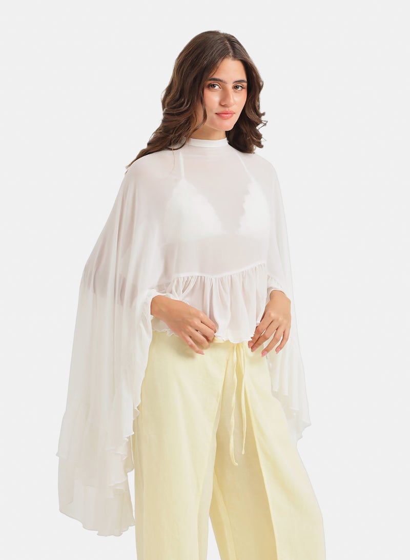 Carina Ruffle Detail Cape Poncho - Image 2