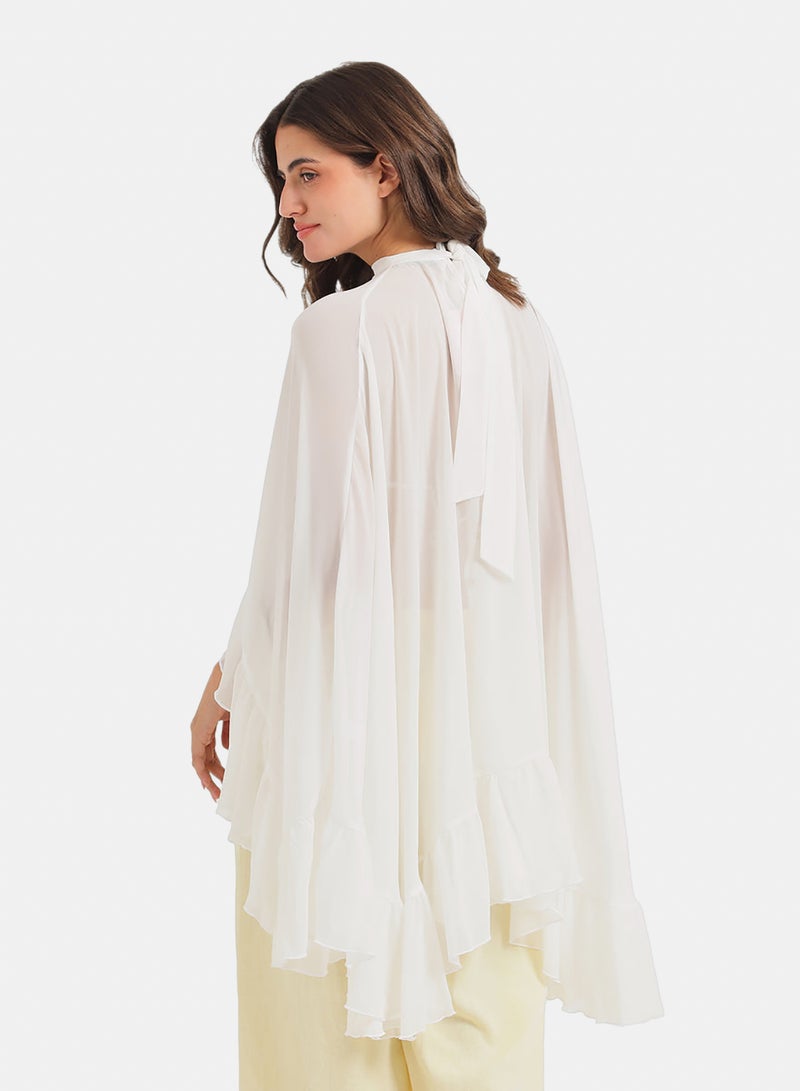 Carina Ruffle Detail Cape Poncho - Image 4