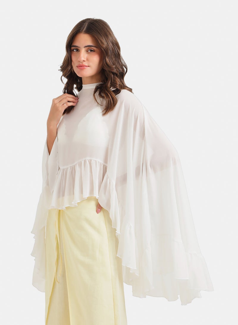 Carina Ruffle Detail Cape Poncho - Image 3