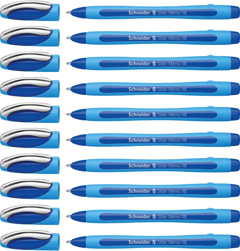 Schneider Slider Memo XB (Extra Broad) Ballpoint Pen, 1.4 mm, Light Blue Barrel, Blue Ink, Box of 10 Pens (150203) - Image 1