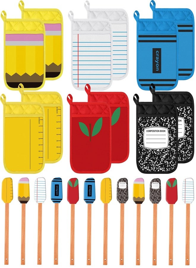 Yaomiao 24 Pcs Teacher Appreciation Pot Holders with Silicone Spatula Gifts Set Wooden Handles Pot Holders Thank You Teacher Kitchen Utensils Baking School End of Year Gifts - Image 1