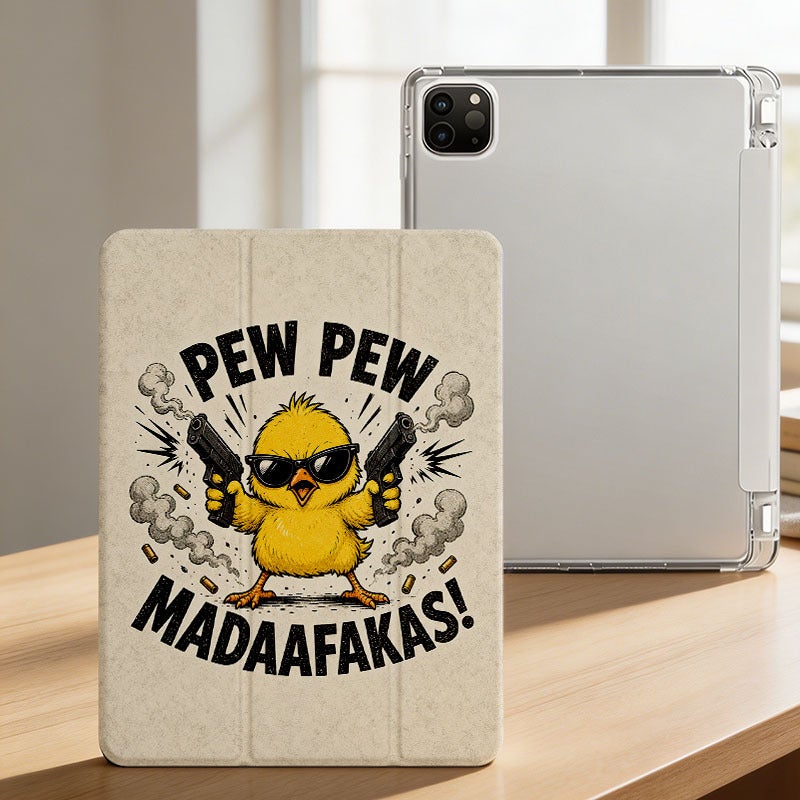 Tablet Case for iPad, Pew Pew Sunglasses Chick, iPad Protective Case for Mini Air Pro 4 5 6 7 8 9 10 11 12, for 7.9 8.3 9.7 10.2 10.5 10.9 11 12.9 13 inch Clear Acrylic Shockproof Cover with Stand - Image 3