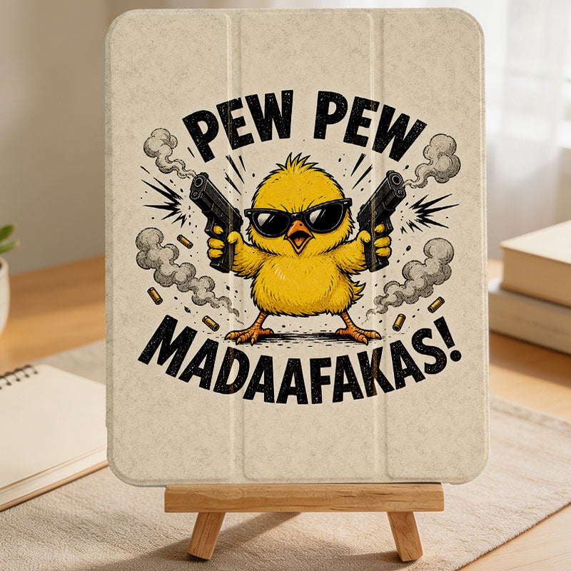 Tablet Case for iPad, Pew Pew Sunglasses Chick, iPad Protective Case for Mini Air Pro 4 5 6 7 8 9 10 11 12, for 7.9 8.3 9.7 10.2 10.5 10.9 11 12.9 13 inch Clear Acrylic Shockproof Cover with Stand - Image 4