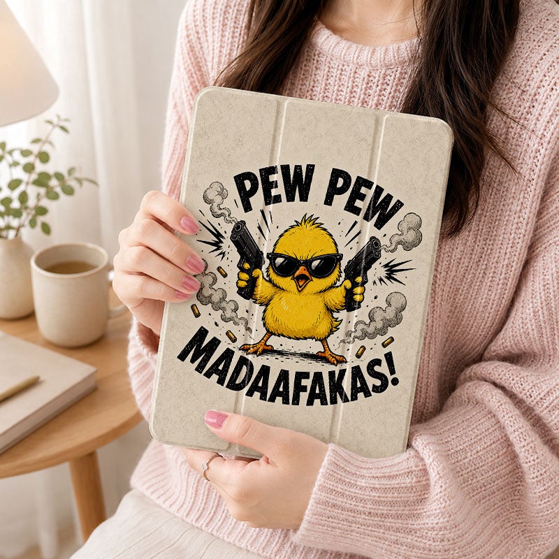 Tablet Case for iPad, Pew Pew Sunglasses Chick, iPad Protective Case for Mini Air Pro 4 5 6 7 8 9 10 11 12, for 7.9 8.3 9.7 10.2 10.5 10.9 11 12.9 13 inch Clear Acrylic Shockproof Cover with Stand - Image 5