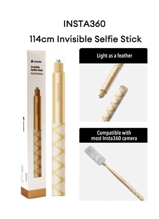 Insta360 - Original INSTA360 114cm Invisible Selfie Stick Gold Edition Compatible for Ace Pro2 X4 Ace Pro GO3 GO 3s X3 ONE RS ONE X2 - Image 1
