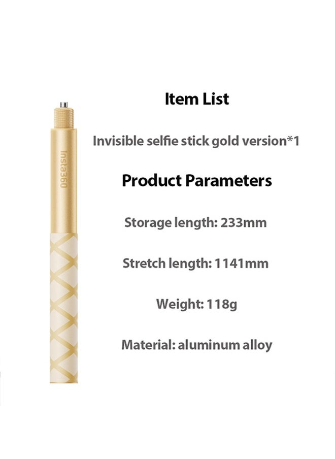 Insta360 - Original INSTA360 114cm Invisible Selfie Stick Gold Edition Compatible for Ace Pro2 X4 Ace Pro GO3 GO 3s X3 ONE RS ONE X2 - Image 1