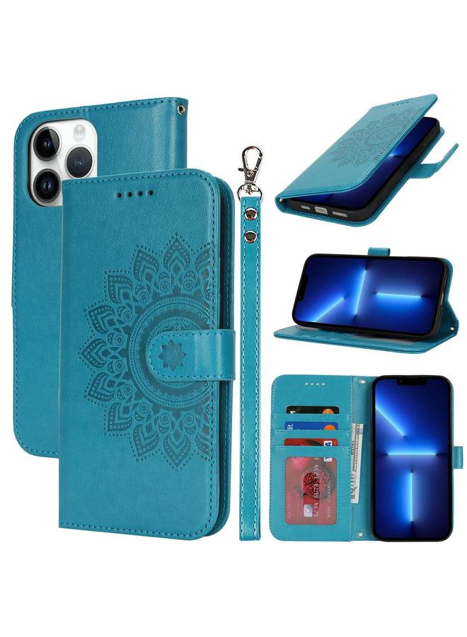 Zaboon Case For iPhone 13 Pro Double Fold Printed Embossing Leather Phone Case - Image 1