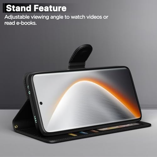 Pikkme Flip Cover for Tecno Pova Curve 5G Leather Finish | Inside TPU with Card Pockets | Wallet Stand and Shock Proof | Complete Protection Flip Case(Black) - Image 3