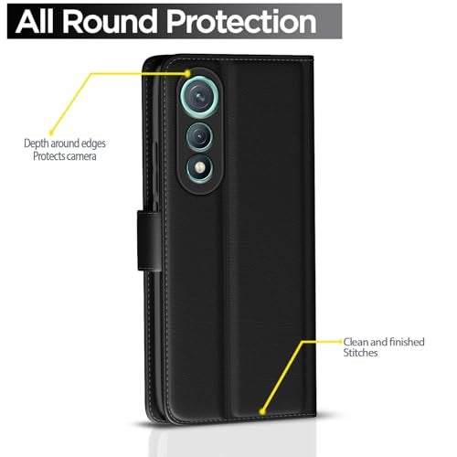 Pikkme Flip Cover for Tecno Pova Curve 5G Leather Finish | Inside TPU with Card Pockets | Wallet Stand and Shock Proof | Complete Protection Flip Case(Black) - Image 4