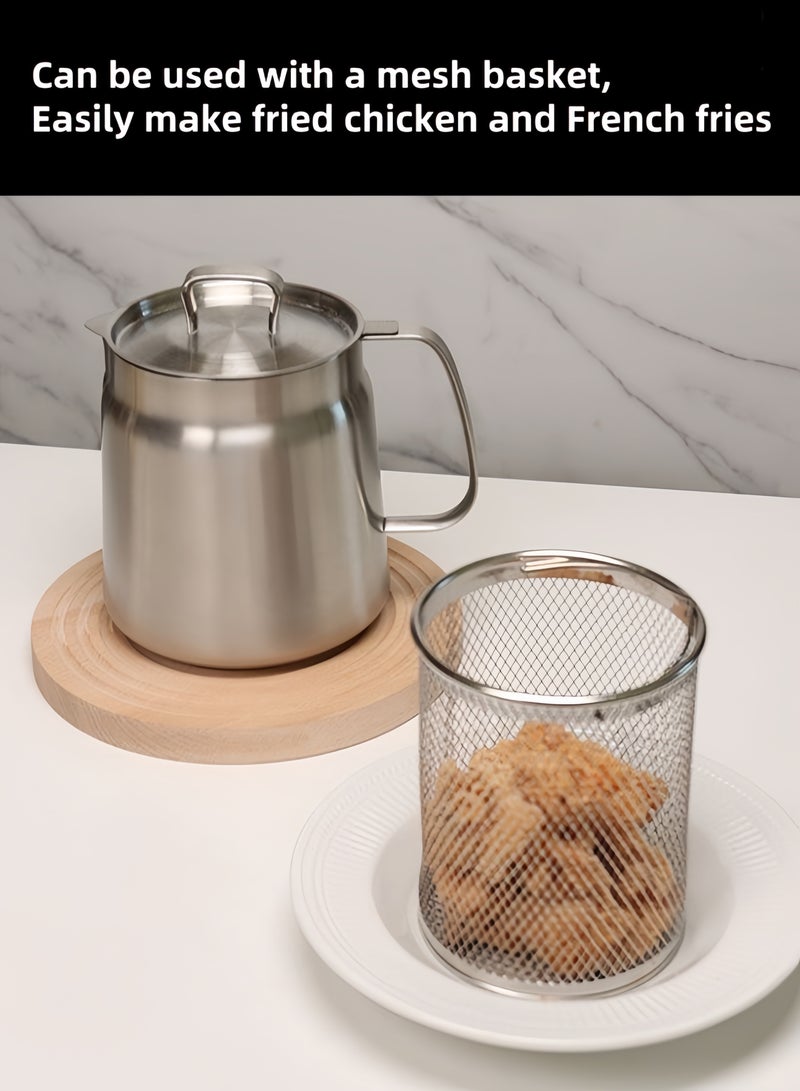 nihao 304 Stainless Steel Deep Fryer, 2L Oil Tank With Filter, Frying Basket, Oil Residue Separation Bottle - Image 5