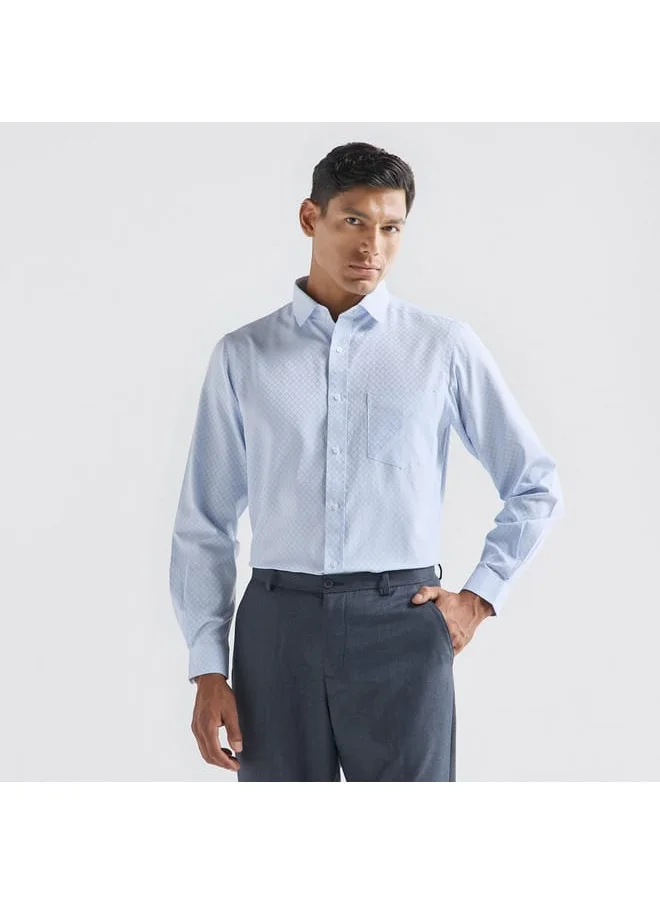 FAV Regular Fit Textured Shirt with Long Sleeves and Pocket