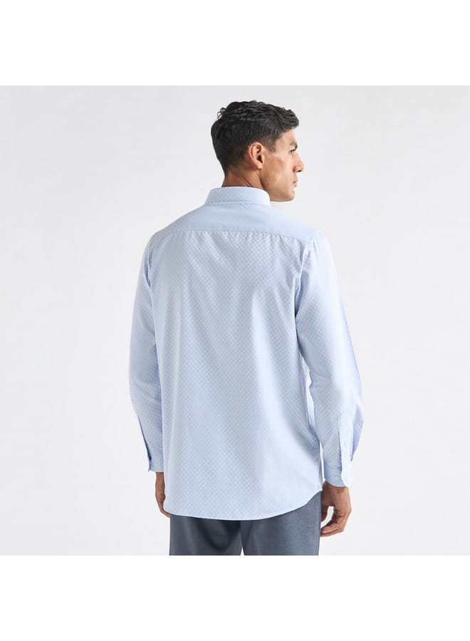 سبلاش فيڤ قميص بارز الملمس بجيب وأكمام طويلة وقصة عادية - Image 3