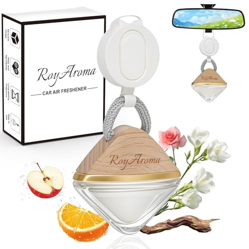 Royaroma Hanging Car Air Freshener for Women Men Natural Essential Oil Car Diffuser with Adjustable Rope Hanging Diffuser for Cars Home Office Rose Champagne - Image 1