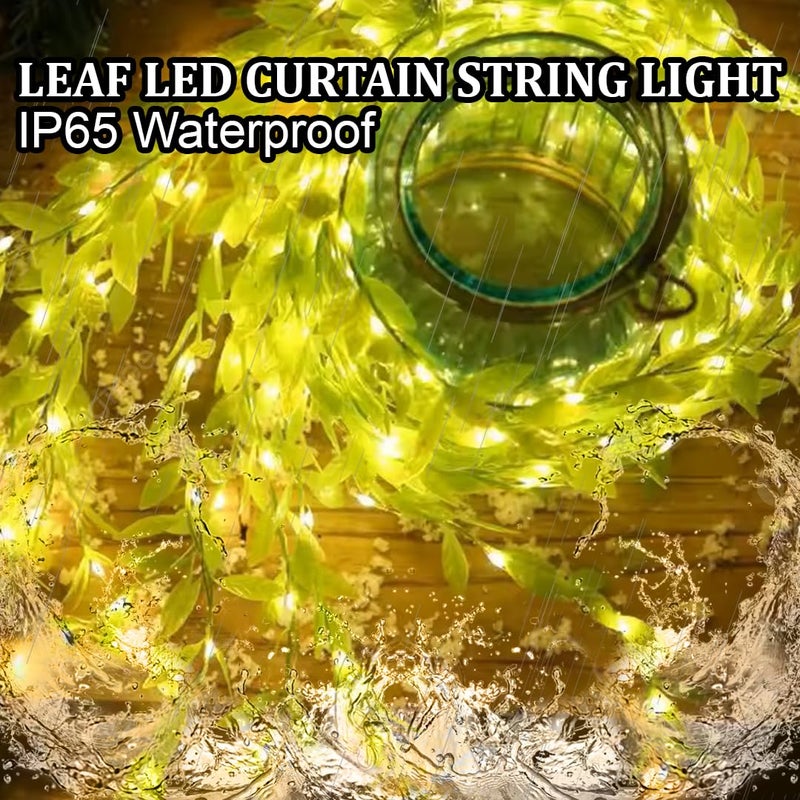 fizzytech أضواء ستارة أوراق صناعية – 200 لمبة LED دافئة بيضاء، 3x1م، تحكم عن بعد مع 8 أوضاع إضاءة للمنزل، الزفاف، الحفلات، ديوالي، عيد الميلاد وزينة المهرجانات - Image 5