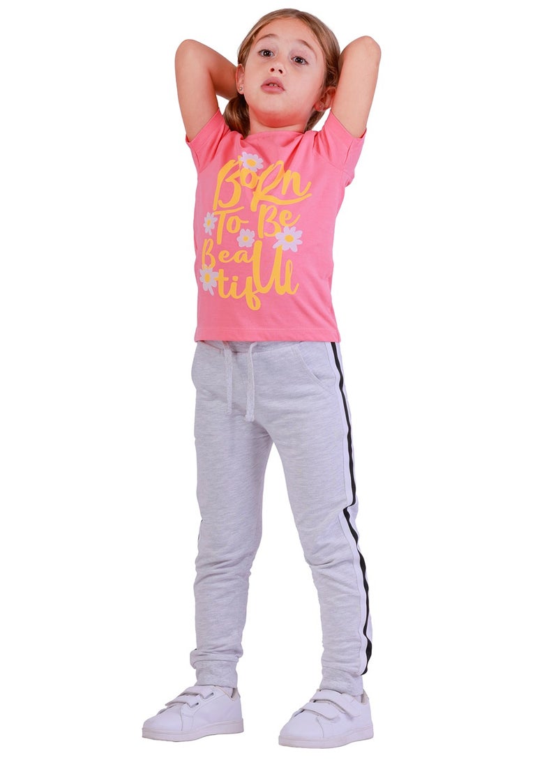 Nuego Pure Cotton Joggers for Kids Girls, Ultra-soft Premium Fabric, Mid Rise Stripe Print Kids Girls Joggers for Toddler Kids 2 - 7 Years (Grey) - Image 4