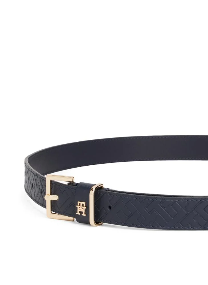 تومي هيلفيغر Leather Embossed Logo Belt