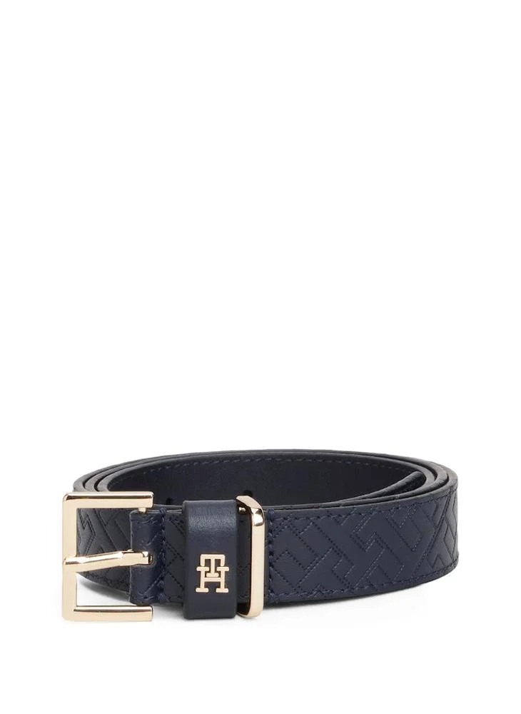 تومي هيلفيغر Leather Embossed Logo Belt