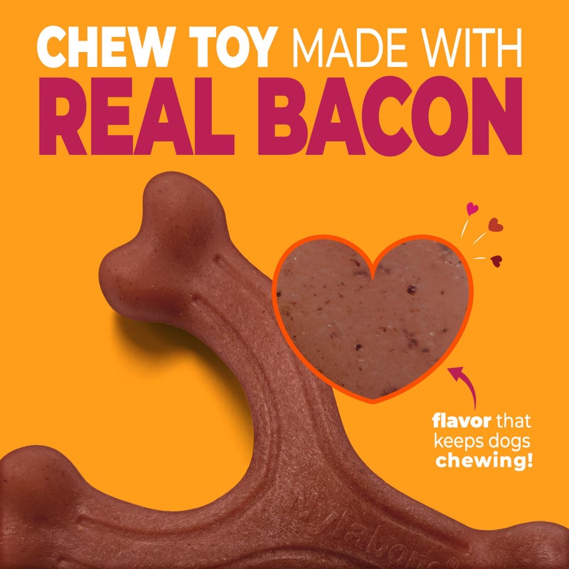 Nylabone Strong Chew Wishbone Dog Toy Made with Real Bacon, Durable Chew Toys for Aggressive Chewers, Long Lasting Dog Bone, Keeps Dogs Busy, Large Breeds - Up to 50 lbs - Image 2