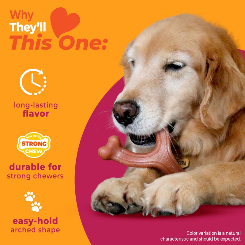 Nylabone Strong Chew Wishbone Dog Toy Made with Real Bacon, Durable Chew Toys for Aggressive Chewers, Long Lasting Dog Bone, Keeps Dogs Busy, Large Breeds - Up to 50 lbs - Image 3