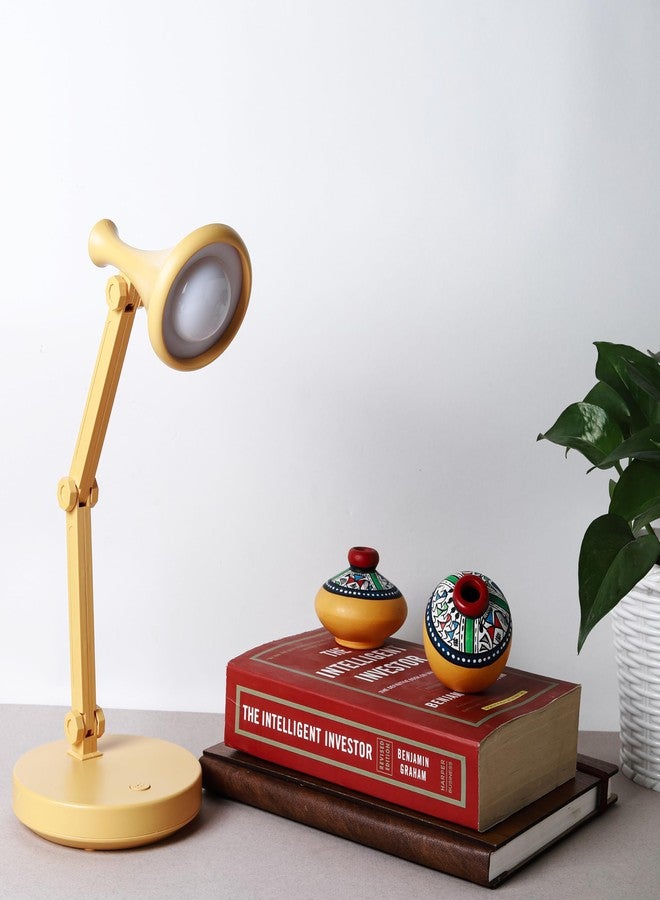 Lexton Rechargeable Study Table Lamp | Adjustable/Foldable Arm, Portable | 2 Level Brightness Mode, Unique Design with Recharging Cord | for Reading/Writing, Bed Side Lamp (Pack of 1, Mustard Yellow) - Image 2