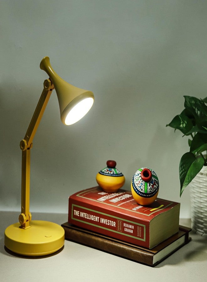 Lexton Rechargeable Study Table Lamp | Adjustable/Foldable Arm, Portable | 2 Level Brightness Mode, Unique Design with Recharging Cord | for Reading/Writing, Bed Side Lamp (Pack of 1, Mustard Yellow) - Image 1
