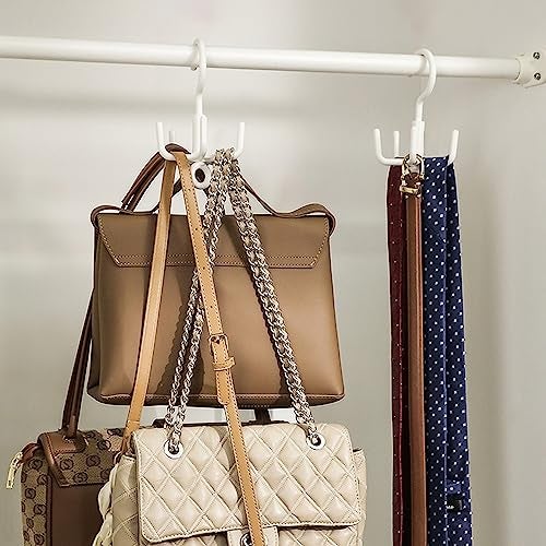 Wolpin Plastic Clothes Hanger Wardrobe Organizer Rack | 360° Rotating Multi-Purpose Hook for Clothes, Bags, Scarves & Coats (Set of 2, White) - Image 3