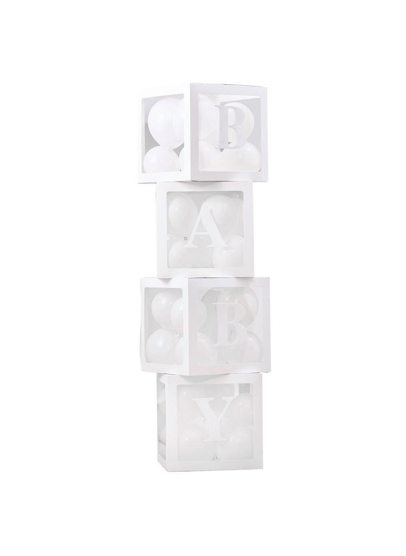 Ginger Ray Baby Balloon Boxes DIY White Baby Shower Decoration 30cm Set - Image 1