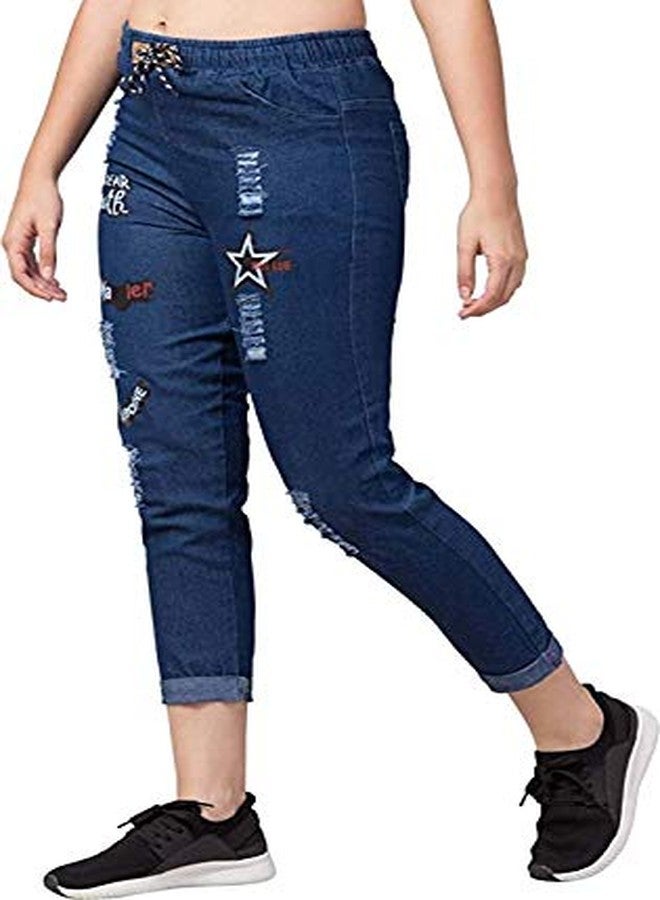 V3E Girl's Plain Casual Grey Joggers and Relaxed Fit Denim Dark Blue Jogger Pant Sports Track Pants (Pack of 02)-(30) - Image 3