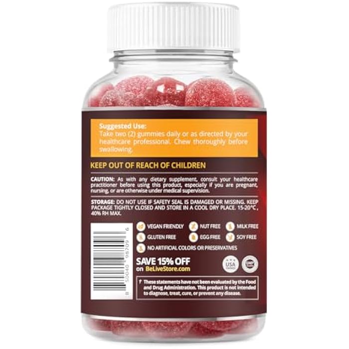 BeLive Apple Cider Vinegar Gummies - ACV Gummies Without Sugar I Detox & Cleanse Digestive Health I Alternative to Capsules, Vegan, Keto Friendly, Non-GMO, Gluten Free | 60 Ct - Image 2