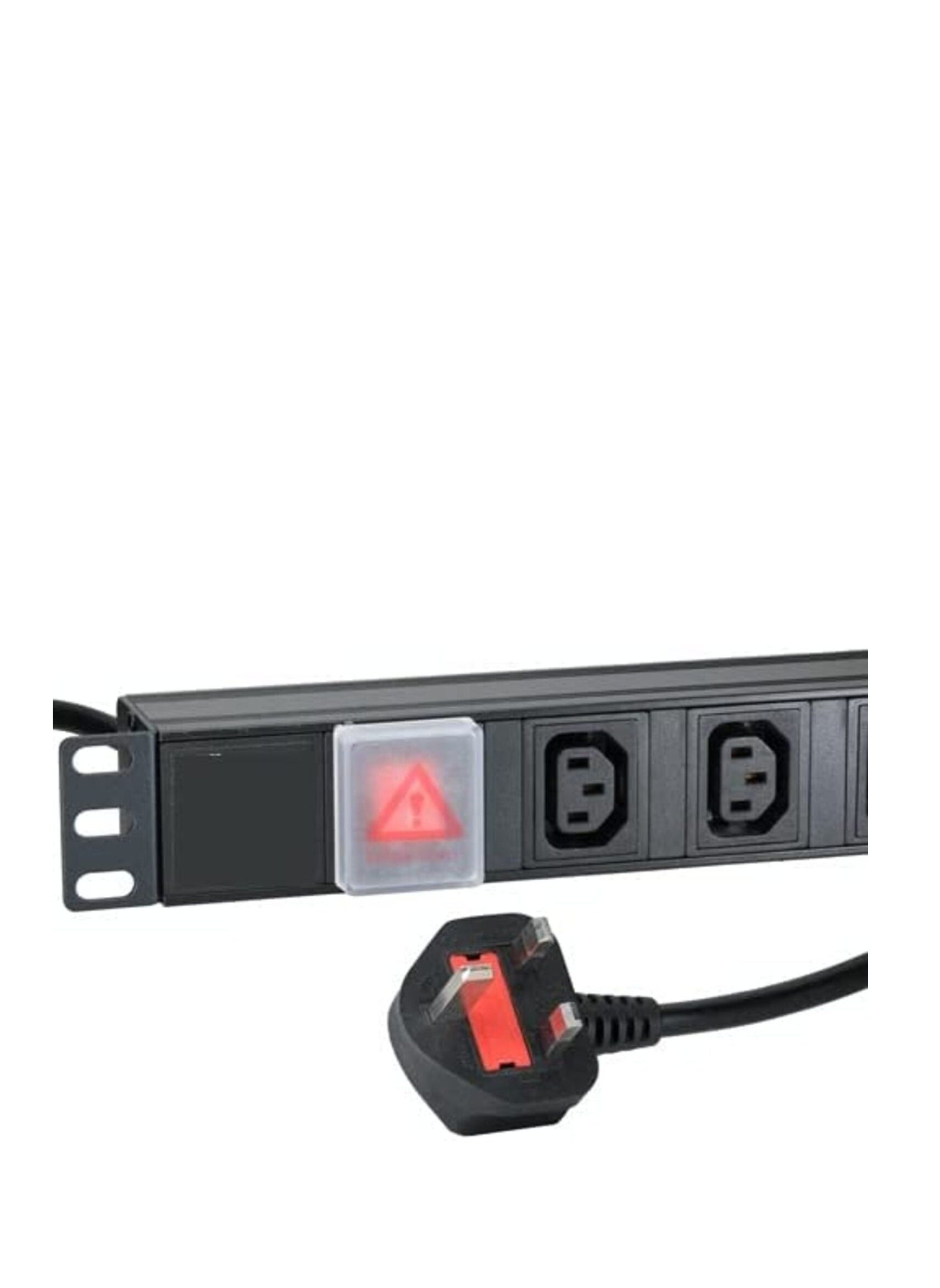 PDU with IEC C13 Plug Sockets 6 Way Horizontal PDU 6x C13 Socket UK Plug Black Color 