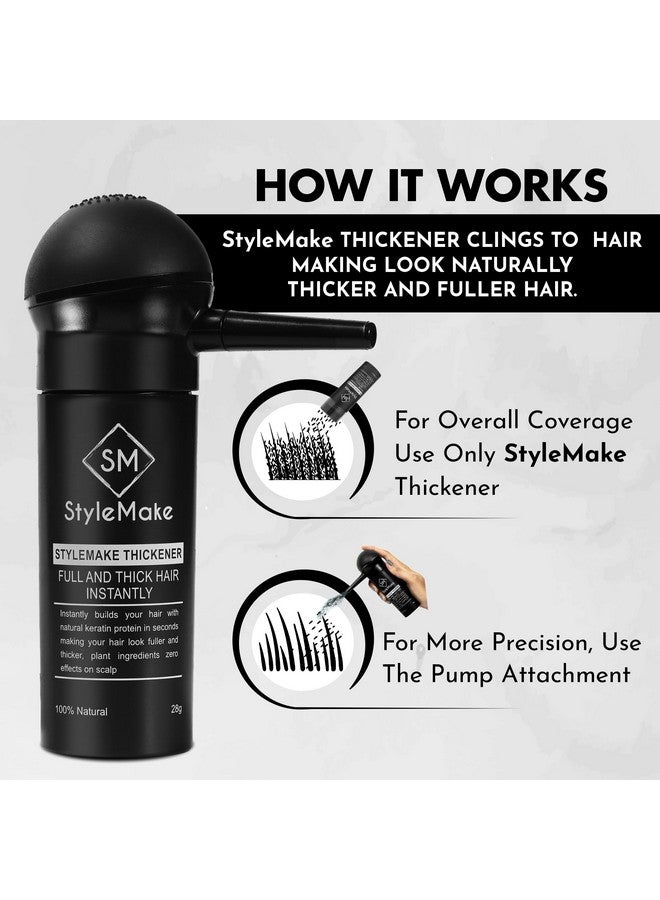 Stylemake Thickener Hair Fiber Dark Brown With Pump For Thin & Fine Hair Instanty Transform, Unisex, Hair Thickening Fibers For Men & Women With Applicator (Dark Brown + Applicator) - Image 2