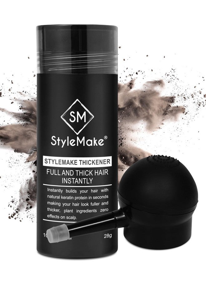 Stylemake Thickener Hair Fiber Dark Brown With Pump For Thin & Fine Hair Instanty Transform, Unisex, Hair Thickening Fibers For Men & Women With Applicator (Dark Brown + Applicator) - Image 1