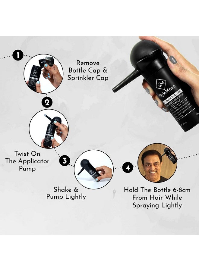 Stylemake Thickener Hair Fiber Dark Brown With Pump For Thin & Fine Hair Instanty Transform, Unisex, Hair Thickening Fibers For Men & Women With Applicator (Dark Brown + Applicator) - Image 3