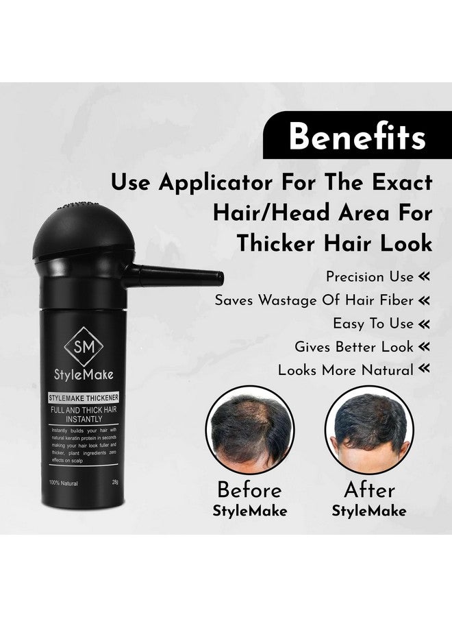 Stylemake Thickener Hair Fiber Dark Brown With Pump For Thin & Fine Hair Instanty Transform, Unisex, Hair Thickening Fibers For Men & Women With Applicator (Dark Brown + Applicator) - Image 4