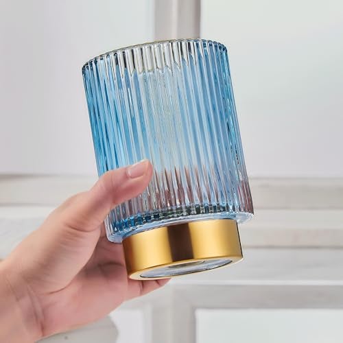 LEICURACE Makeup Brush Holder Organizer,Toothbrush Holders,Desk Pen Pencil Holder,Multifunctional Vintage Glass Brush Cup（L/Blue/A3-8-US） - Image 4