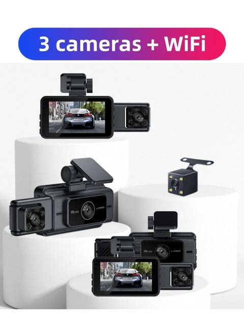 3-Camera 1080P Dash Cam S15 Video DVR Camera Recorder Night Vision w/G-Sensor Loop Recording Dvr Car Camera APP Control