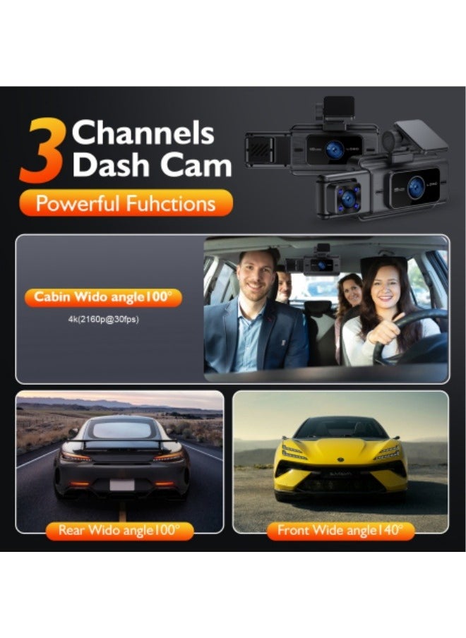 3-Camera 1080P Dash Cam S15 Video DVR Camera Recorder Night Vision w/G-Sensor Loop Recording Dvr Car Camera APP Control