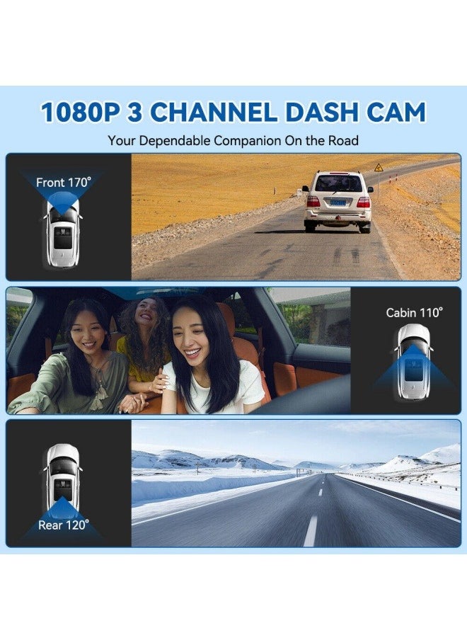 3-Camera 1080P Dash Cam S15 Video DVR Camera Recorder Night Vision w/G-Sensor Loop Recording Dvr Car Camera APP Control