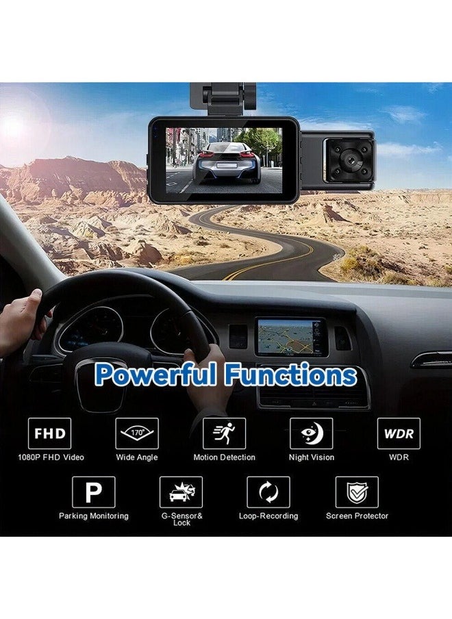 3-Camera 1080P Dash Cam S15 Video DVR Camera Recorder Night Vision w/G-Sensor Loop Recording Dvr Car Camera APP Control