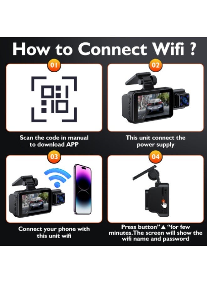 3-Camera 1080P Dash Cam S15 Video DVR Camera Recorder Night Vision w/G-Sensor Loop Recording Dvr Car Camera APP Control